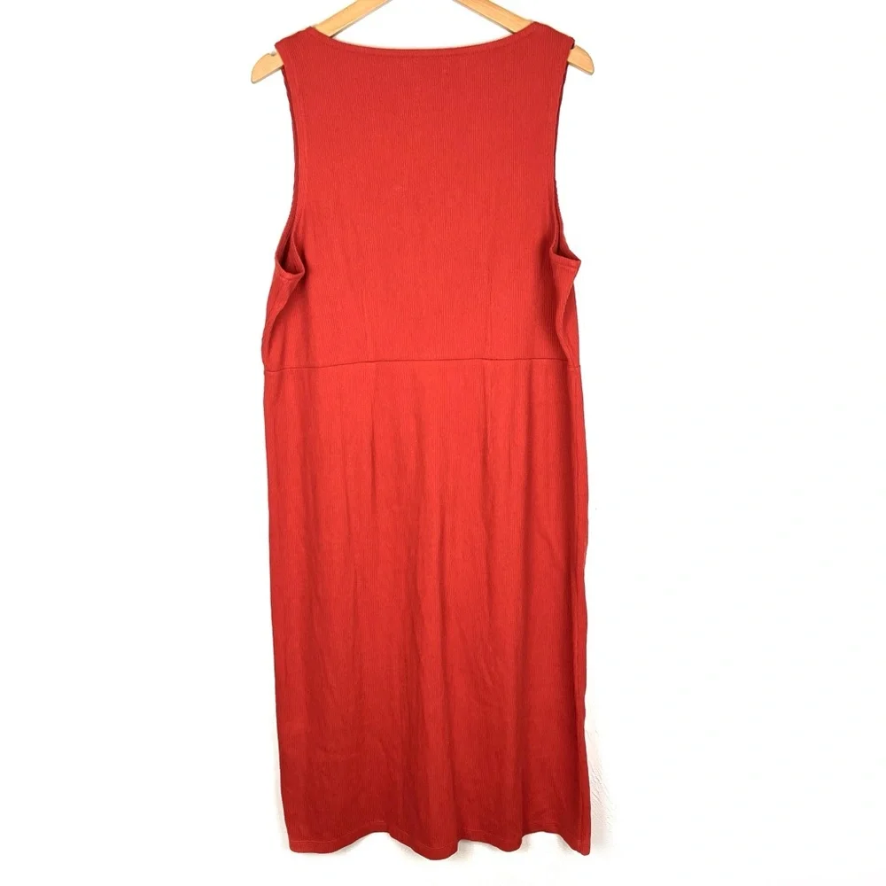 Madewell Rust Button-Front Ribbed Midi Dress - Picture 3 of 6